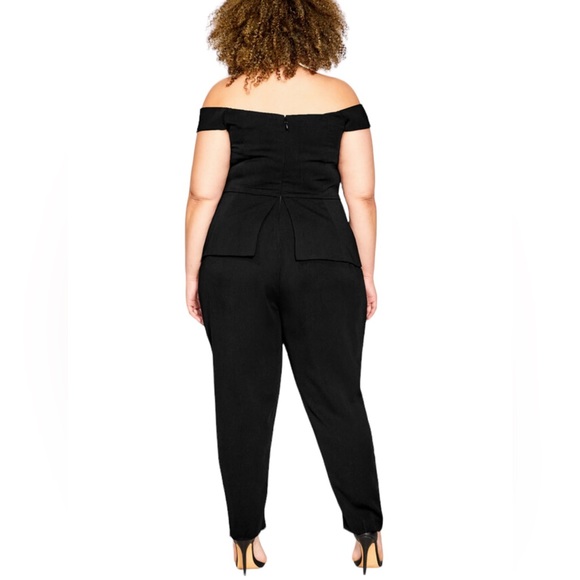 City Chic Sexy Tuxe  Jumpsuit Off The Shoulders - Picture 6 of 13